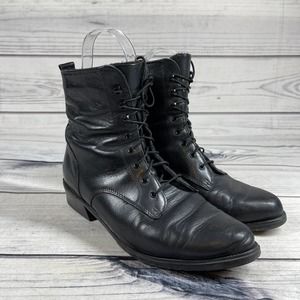 Blondo Black Leather Retro Lace-up Ankle Boots - Size 10